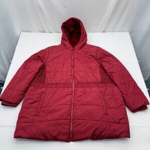 Torrid Fit & Flare Cinch Puffer Jacket Womens 6XL Faux Fur Lined Hooded Coat Red